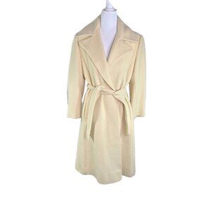Vtg 70s Town & Country 100% Cashmere Ivory Cream Belted Womens Coat